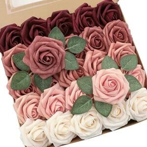 NEW Floroom Studio Burgundy Blush PE Foam Roses 25pc 3” DIY Wedding Decor Floral